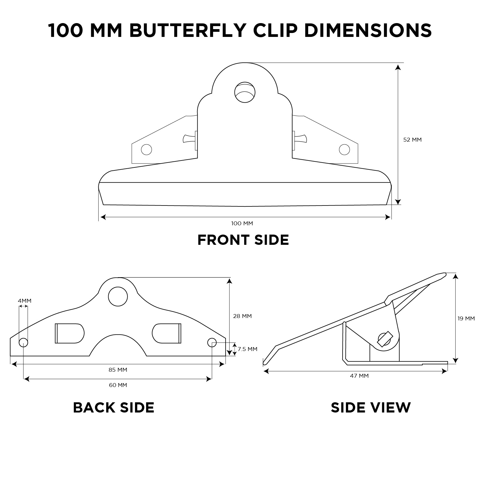 100 mm Butterfly Clipboard Clip