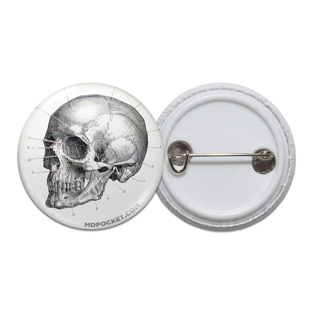 Vintage Skull Diagram Button