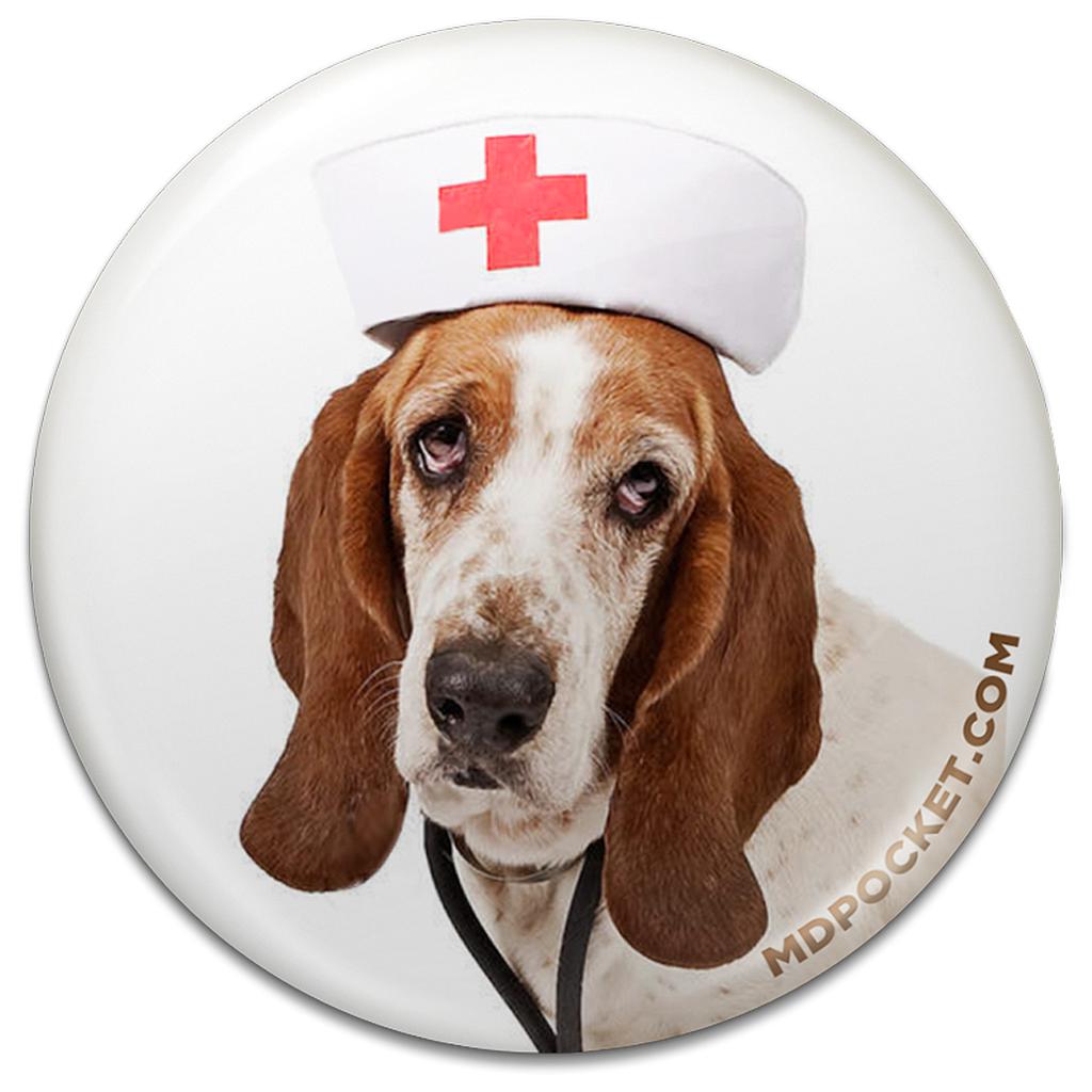 Basset Hound Nurse Button