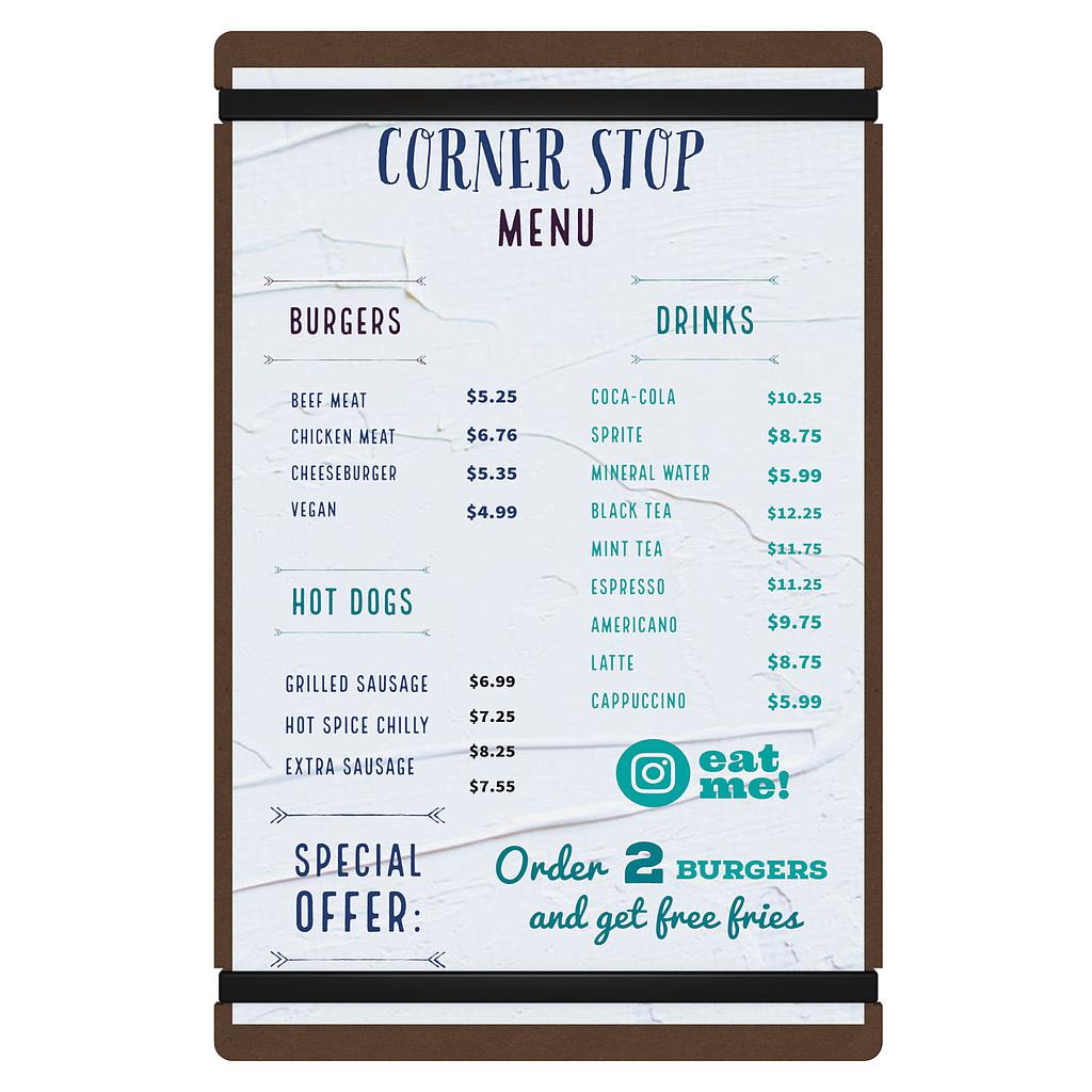Large Menu Board with Bands